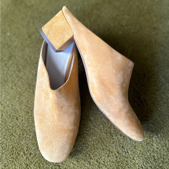 Everlane The Day Mule Suede Leather Yellow Block Heel Clog Round Toe 7 - Picture 9 of 9